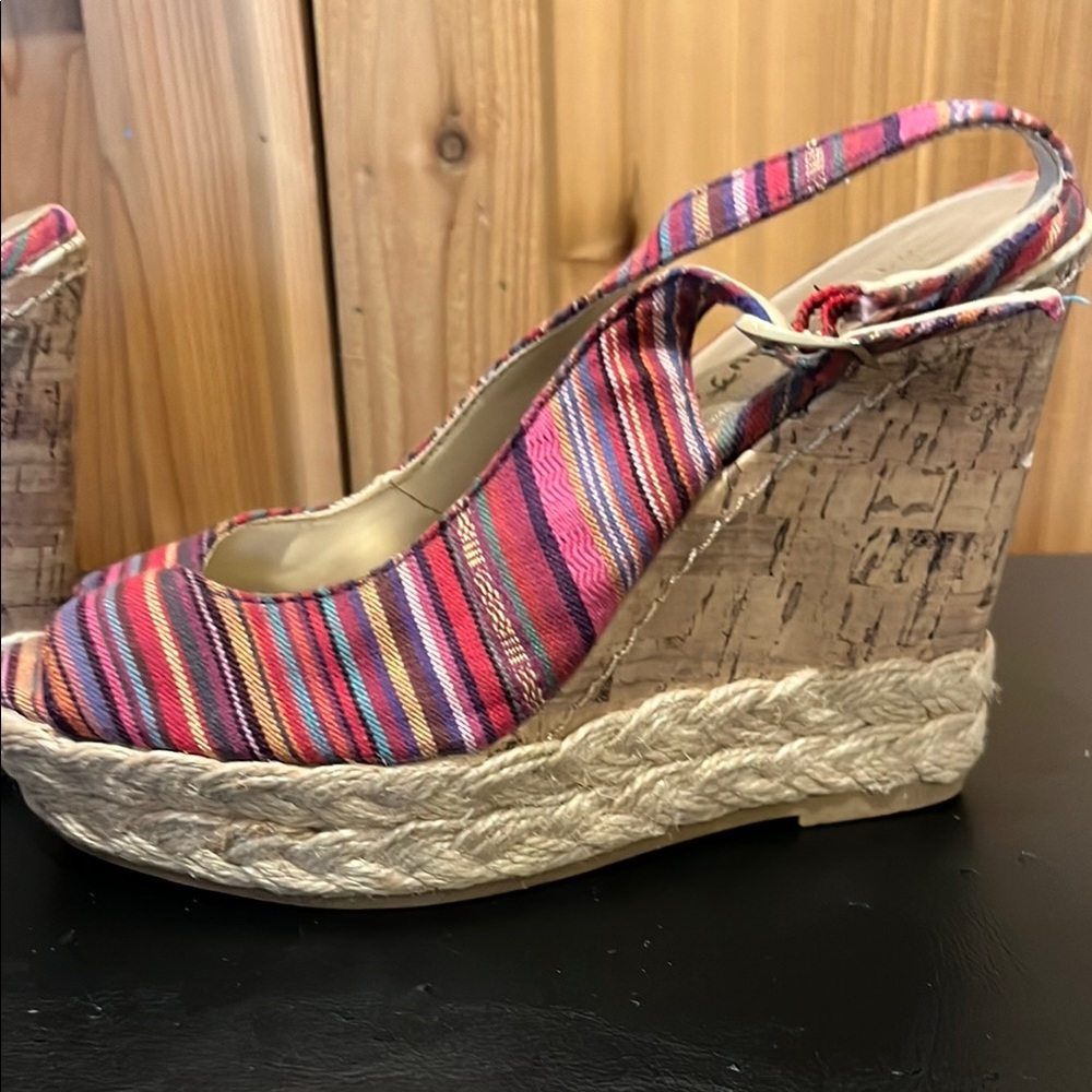 Montego Bay Club Pink and Purple Striped Wedges - Picture 4 of 11